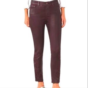 Soft Surroundings burgundy Carrara coated ankle jeans with lace size 6 p…